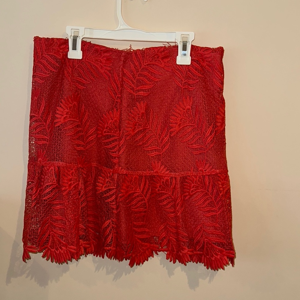 Orange Embellished Mini Pencil Skirt